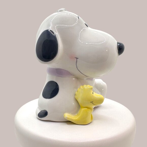 Snoopy & Woodstock Ceramic Coin Bank with Teddy Bear Peanuts Collectible - Picture 3 of 9